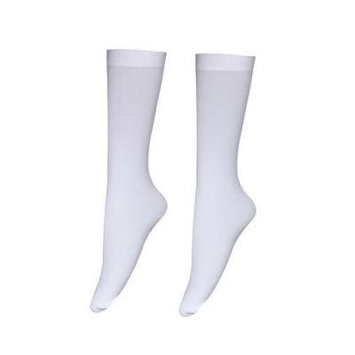 Women's Opaque Stretchy Nylon Knee High Stockings Trouser Socks One Size White